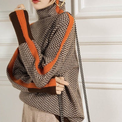 Vera - Col Montant Rayure Couture